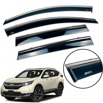 Дефлекторы окон Honda CR-V 2017+ с нерж. хром полоской